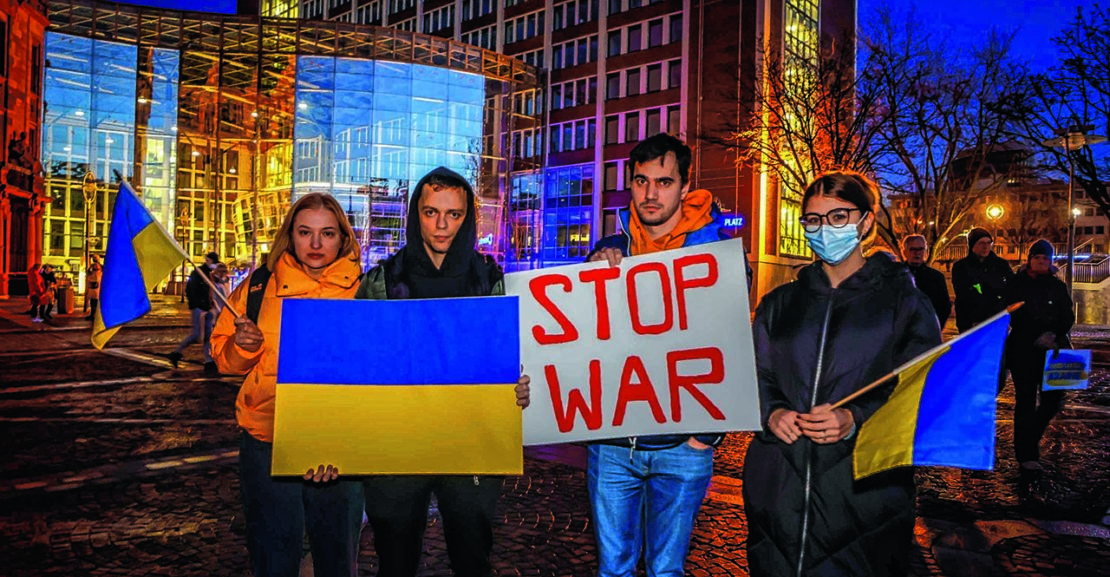 Groß war der Protest auf dem Friedensplatz zu Beginn des Krieges in der Ukraine. (Foto: Schütze)