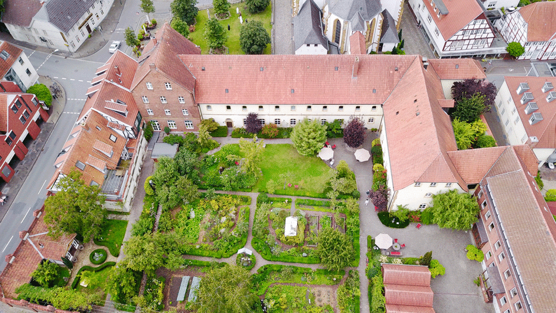 Das Kloster­areal im Stadtzentrum. (￼Foto: Kloster-Genossenschaft)