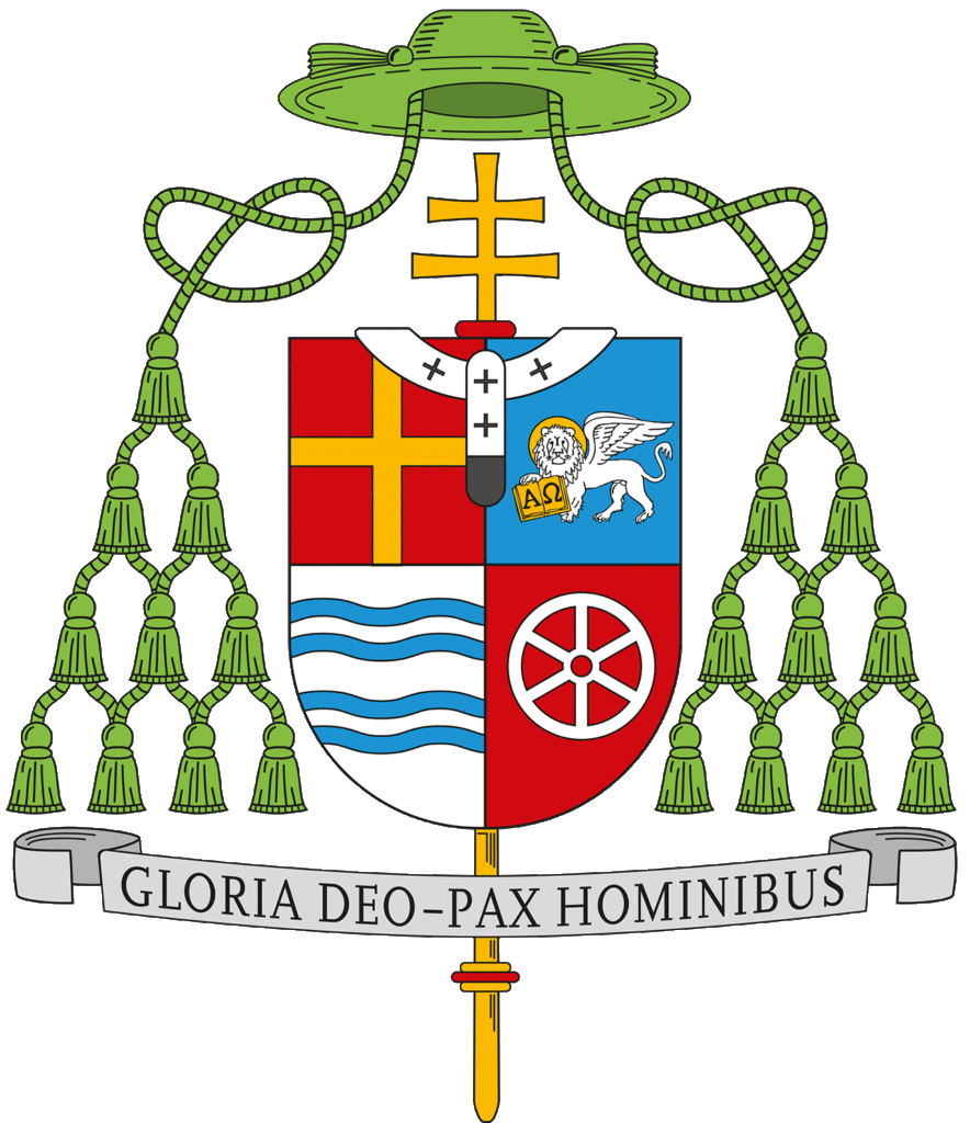 Das Wappen von Erzbischof Dr. Udo Markus Bentz verbindet seine Heimatdiözese Mainz mit seiner neuen Heimat Paderborn. (Foto: Besim Mazhiqi / Erzbistum Paderborn)